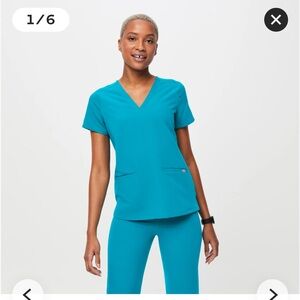 Figs Casma Aqua Blue Scrub Top